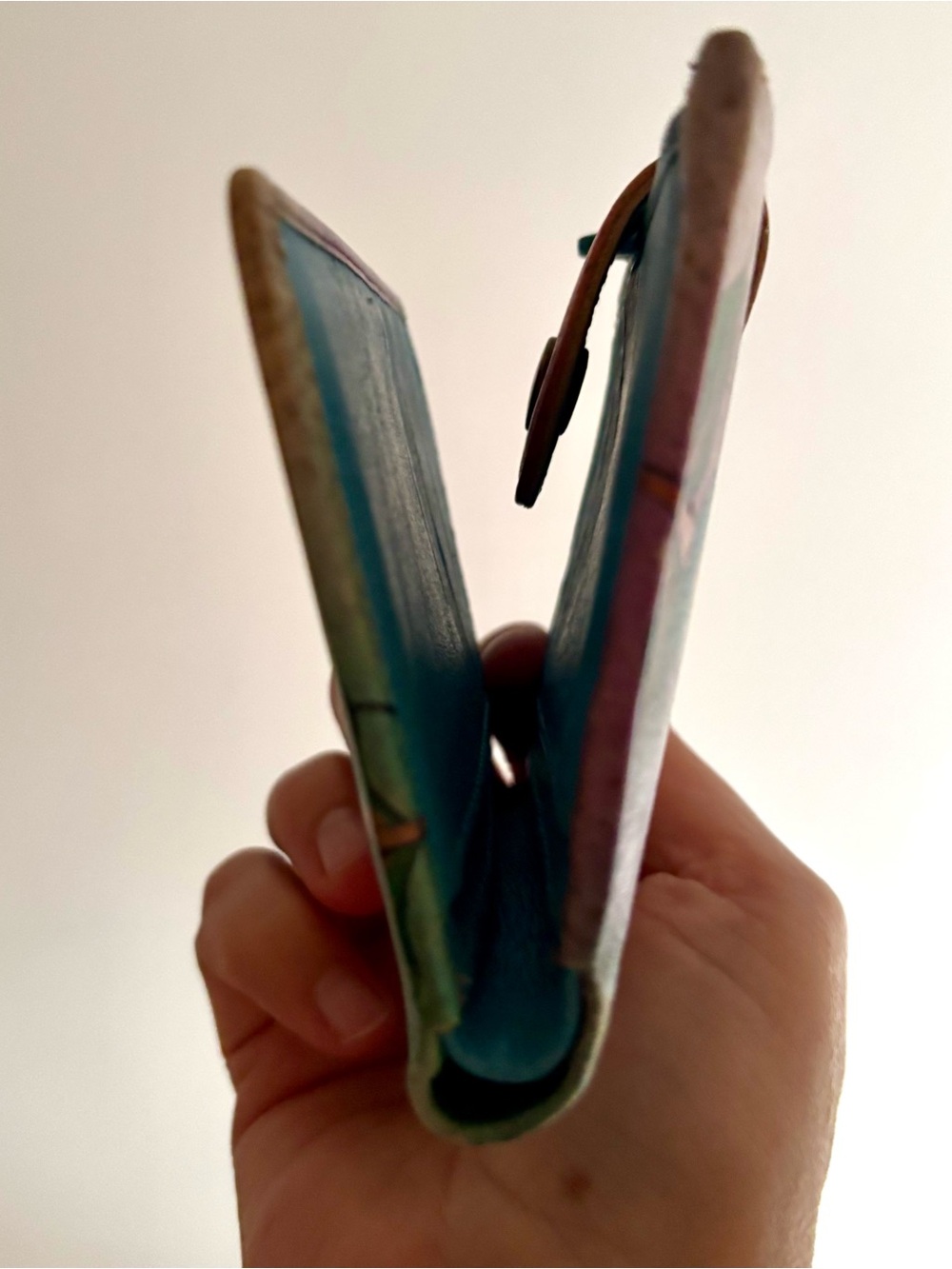 ANNA by ANUSCHKA Handpainted Leather Hibiscus Butterfly Wallet Bifold - Picture 5 of 5